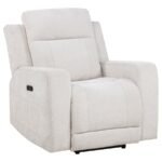 KENNETT CHENILLE UPHOLSTERED POWER RECLINER CHAIR IVORY - Image 4