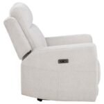 KENNETT CHENILLE UPHOLSTERED POWER RECLINER CHAIR IVORY - Image 7