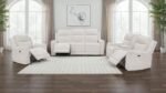 KENNETT CHENILLE UPHOLSTERED POWER RECLINER CHAIR IVORY - Image 12