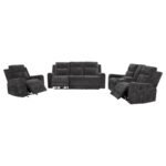 KENNETT 3-PIECE CHENILLE POWER RECLINING SOFA SET DARK GREY - Image 2
