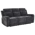 KENNETT 3-PIECE CHENILLE POWER RECLINING SOFA SET DARK GREY - Image 3