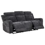 KENNETT 3-PIECE CHENILLE POWER RECLINING SOFA SET DARK GREY - Image 4