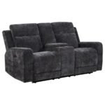 KENNETT 3-PIECE CHENILLE POWER RECLINING SOFA SET DARK GREY - Image 7