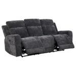 KENNETT CHENILLE UPHOLSTERED POWER RECLINING SOFA DARK GREY