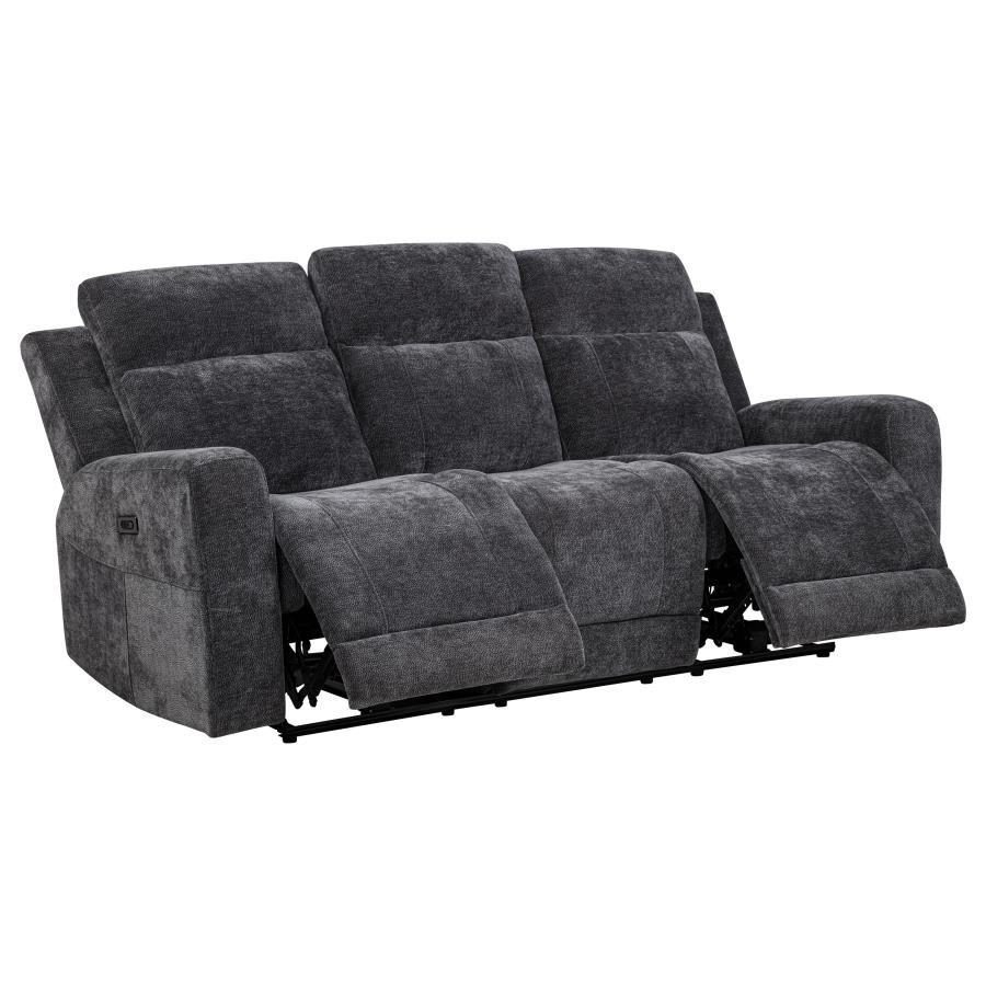 610154P_04x900.jpg KENNETT CHENILLE UPHOLSTERED POWER RECLINING SOFA DARK GREY - Image 1