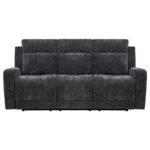 KENNETT CHENILLE UPHOLSTERED POWER RECLINING SOFA DARK GREY - Image 5