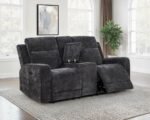 KENNETT CHENILLE UPHOLSTERED POWER RECLINING LOVESEAT GREY - Image 3