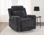 KENNETT CHENILLE UPHOLSTERED POWER RECLINER CHAIR DARK GREY - Image 2