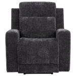 KENNETT CHENILLE UPHOLSTERED POWER RECLINER CHAIR DARK GREY - Image 4