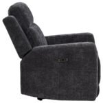 KENNETT CHENILLE UPHOLSTERED POWER RECLINER CHAIR DARK GREY - Image 6