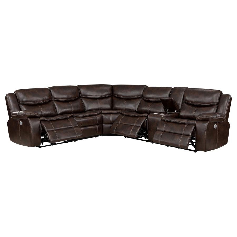 610190P_04x900.jpg SYCAMORE UPHOLSTERED POWER RECLINING SECTIONAL SOFA BROWN - Image 1
