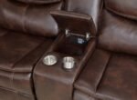 SYCAMORE UPHOLSTERED POWER RECLINING SECTIONAL SOFA BROWN - Image 6