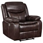 SYCAMORE UPHOLSTERED POWER RECLINER CHAIR DARK BROWN