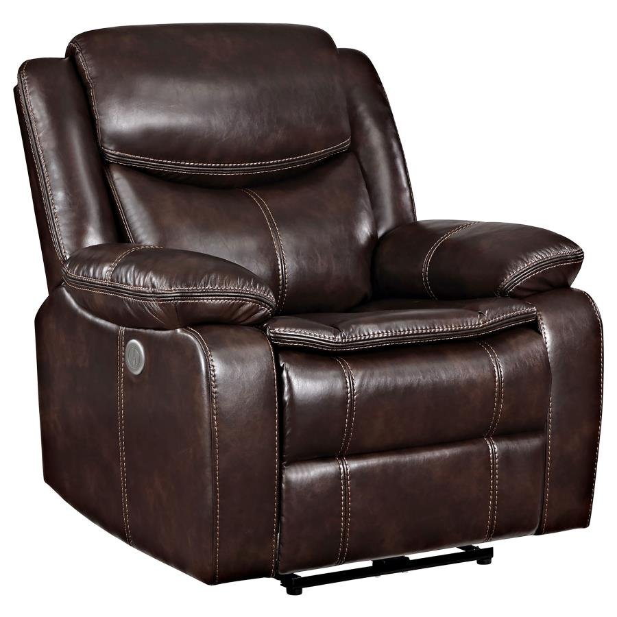 610193P_03x900.jpg SYCAMORE UPHOLSTERED POWER RECLINER CHAIR DARK BROWN - Image 1