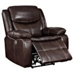 SYCAMORE UPHOLSTERED POWER RECLINER CHAIR DARK BROWN - Image 3