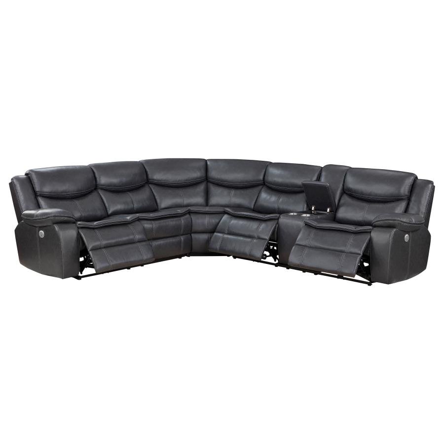 610200P_04x900.jpg SYCAMORE UPHOLSTERED POWER RECLINING SECTIONAL SOFA GREY - Image 1