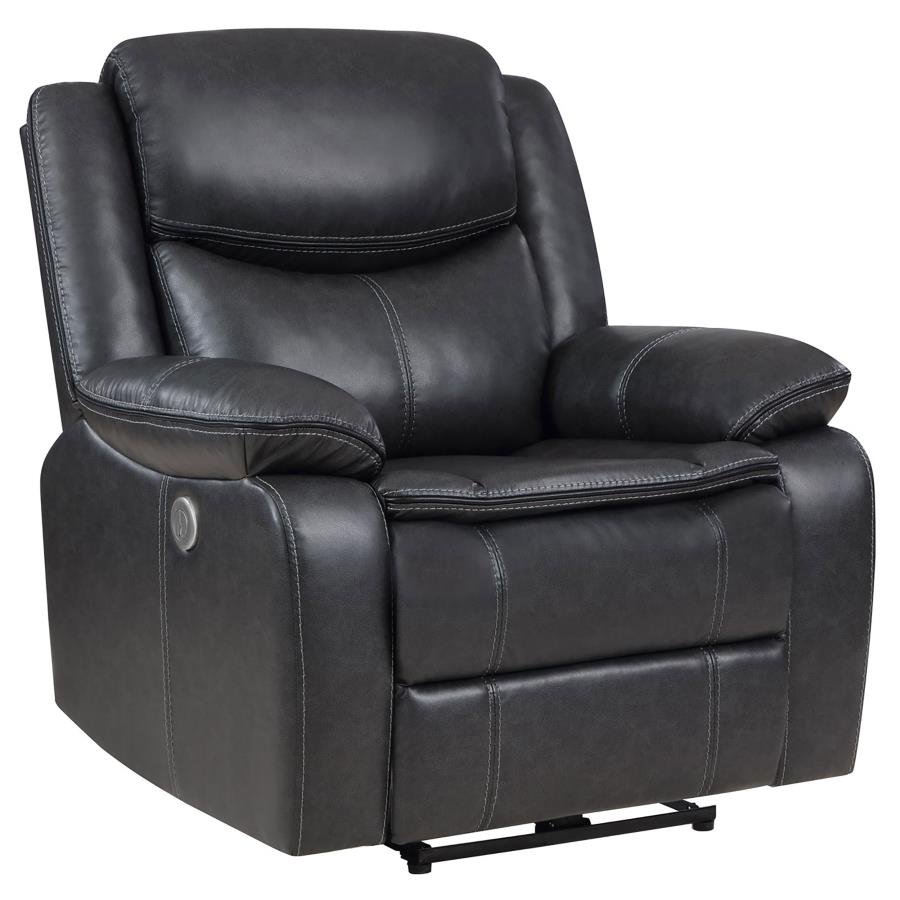 610233P_03x900.jpg SYCAMORE UPHOLSTERED POWER RECLINER CHAIR DARK GREY - Image 1