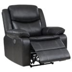 SYCAMORE UPHOLSTERED POWER RECLINER CHAIR DARK GREY - Image 3
