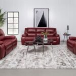 CAMILA 3-PIECE UPHOLSTERED RECLINING SOFA SET RED