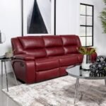 CAMILA UPHOLSTERED MOTION RECLINING SOFA RED - Image 2