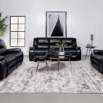CAMILA 3-PIECE UPHOLSTERED MOTION RECLINING SOFA SET BLACK