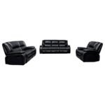 CAMILA 3-PIECE UPHOLSTERED MOTION RECLINING SOFA SET BLACK - Image 2