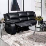 CAMILA UPHOLSTERED MOTION RECLINING SOFA BLACK - Image 3