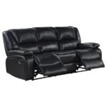 CAMILA UPHOLSTERED MOTION RECLINING SOFA BLACK - Image 4