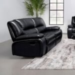 CAMILA UPHOLSTERED MOTION RECLINING LOVESEAT BLACK - Image 2