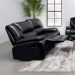CAMILA UPHOLSTERED MOTION RECLINING LOVESEAT BLACK - Image 3