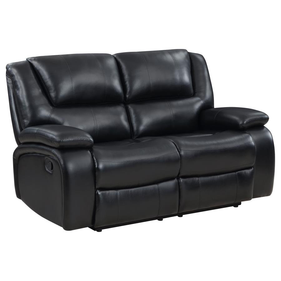 610245_03x900.jpg CAMILA UPHOLSTERED MOTION RECLINING LOVESEAT BLACK - Image 1