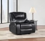 CAMILA UPHOLSTERED GLIDER RECLINER CHAIR BLACK - Image 2