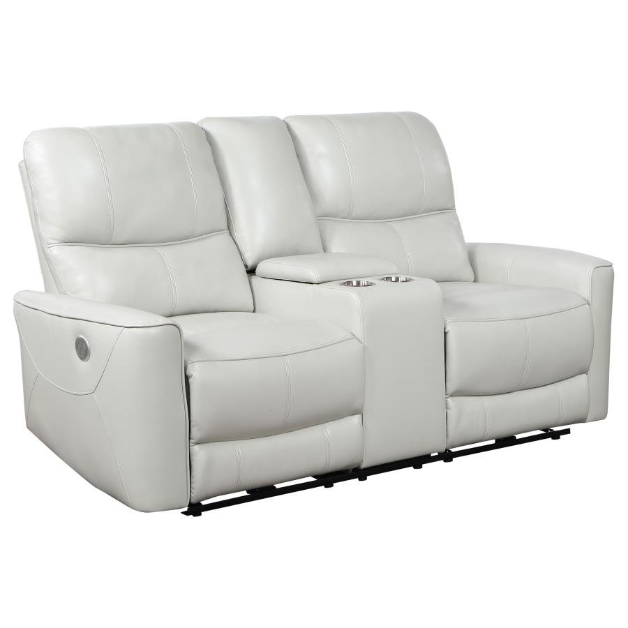 610262P_02x900.jpg GREENFIELD UPHOLSTERED POWER RECLINING LOVESEAT DOVE GREY - Image 1