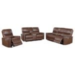 GREENFIELD 3-PIECE POWER RECLINING SOFA SET SADDLE BROWN - Image 3