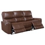 GREENFIELD 3-PIECE POWER RECLINING SOFA SET SADDLE BROWN - Image 4