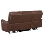 GREENFIELD 3-PIECE POWER RECLINING SOFA SET SADDLE BROWN - Image 5