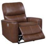 GREENFIELD 3-PIECE POWER RECLINING SOFA SET SADDLE BROWN - Image 9