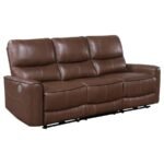GREENFIELD UPHOLSTERED POWER RECLINING SOFA SADDLE BROWN