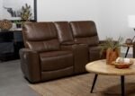 GREENFIELD UPHOLSTERED POWER RECLINING LOVESEAT SADDLE BROWN - Image 2