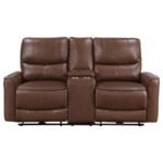 GREENFIELD UPHOLSTERED POWER RECLINING LOVESEAT SADDLE BROWN - Image 4