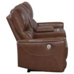 GREENFIELD UPHOLSTERED POWER RECLINING LOVESEAT SADDLE BROWN - Image 6