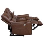 GREENFIELD UPHOLSTERED POWER RECLINING LOVESEAT SADDLE BROWN - Image 7