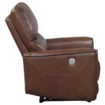 GREENFIELD UPHOLSTERED POWER RECLINER CHAIR SADDLE BROWN - Image 6