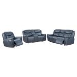 SLOANE 3-PIECE UPHOLSTERED RECLINING SOFA SET BLUE - Image 2