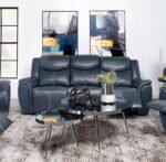 SLOANE UPHOLSTERED PADDED ARM RECLINING SOFA BLUE - Image 2
