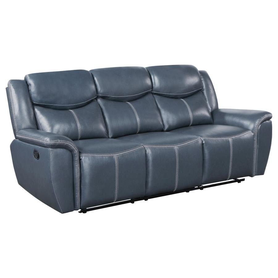 610271_02x900.jpg SLOANE UPHOLSTERED PADDED ARM RECLINING SOFA BLUE - Image 1