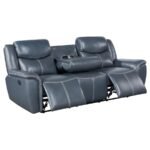 SLOANE UPHOLSTERED PADDED ARM RECLINING SOFA BLUE - Image 3