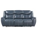 SLOANE UPHOLSTERED PADDED ARM RECLINING SOFA BLUE - Image 4