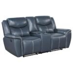 SLOANE UPHOLSTERED PADDED ARM RECLINING LOVESEAT BLUE