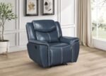 SLOANE UPHOLSTERED PADDED ARM RECLINER CHAIR BLUE - Image 2